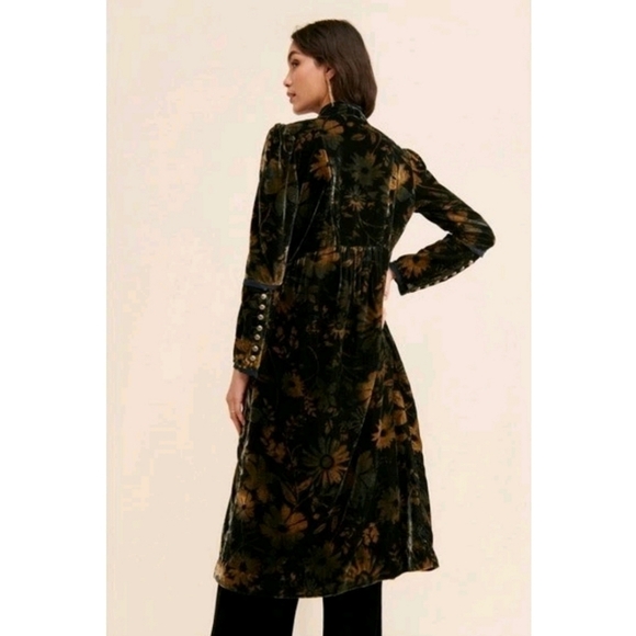 🆕️ Free People Hazel Velvet Puff Sleeve Duster Long Jacket Medium Black Boho - Picture 7 of 16